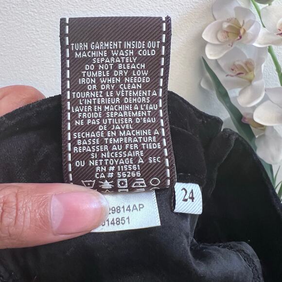 7 For All Mankind Black Velvet Flared Jean Women's Size 24 Boho Festival Denim - Picture 7 of 7